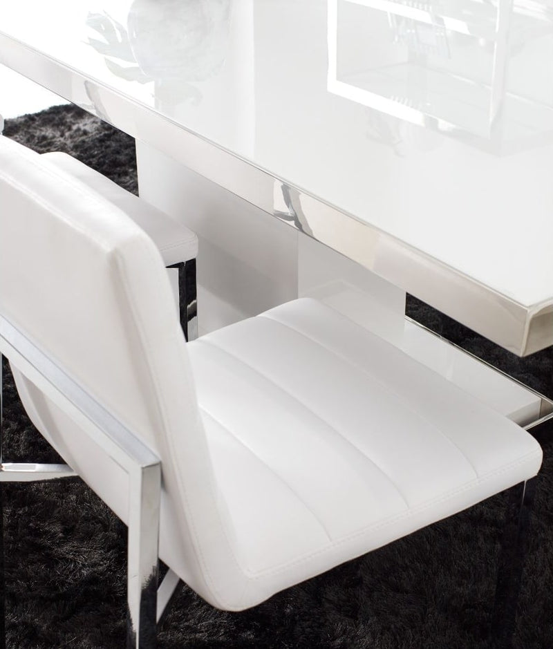 Amalfi Metal Back Chair in White Leather