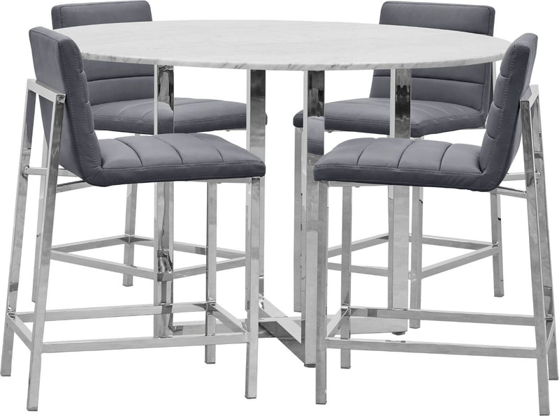 Amalfi Metal Back Counter Stool in Cobalt Leather