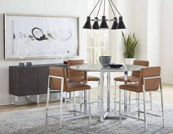 Amalfi Metal Back Counter Stool in Cognac Leather