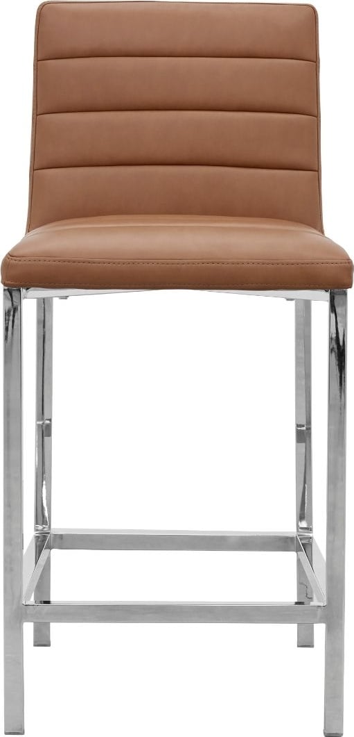 Amalfi Metal Back Counter Stool in Cognac Leather