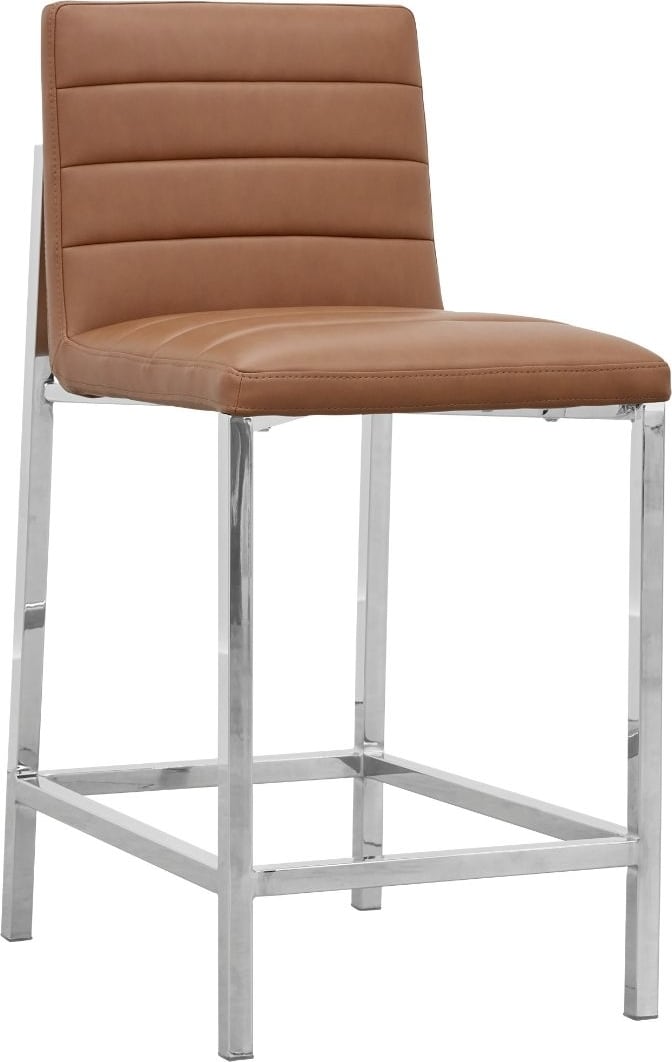 Amalfi Metal Back Counter Stool in Cognac Leather