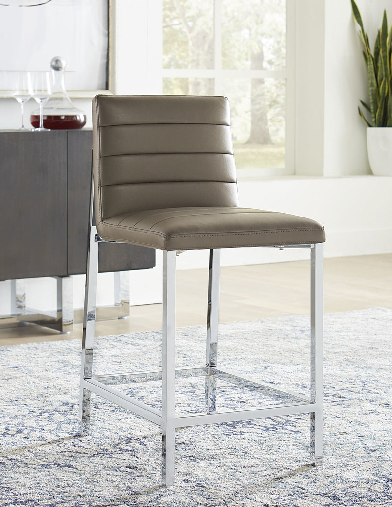 Amalfi Metal Back Counter Stool in Taupe Leather