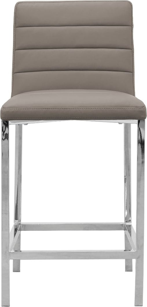 Amalfi Metal Back Counter Stool in Taupe Leather