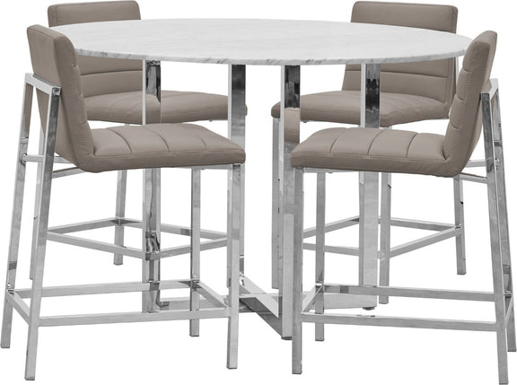 Amalfi Metal Back Counter Stool in Taupe Leather
