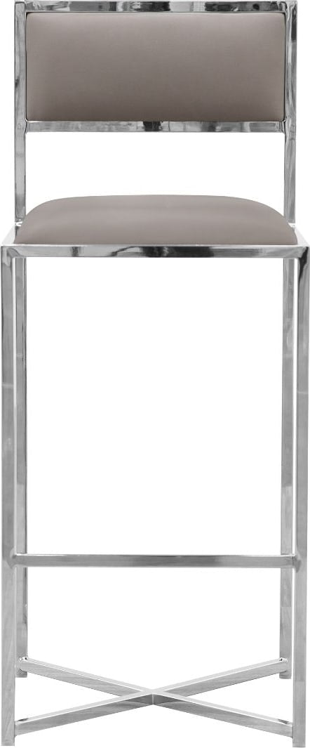 Amalfi X-Base Bar Stool in Taupe Leather