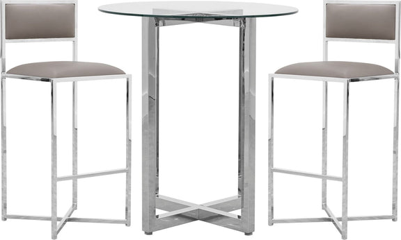 Amalfi X-Base Bar Stool in Taupe Leather