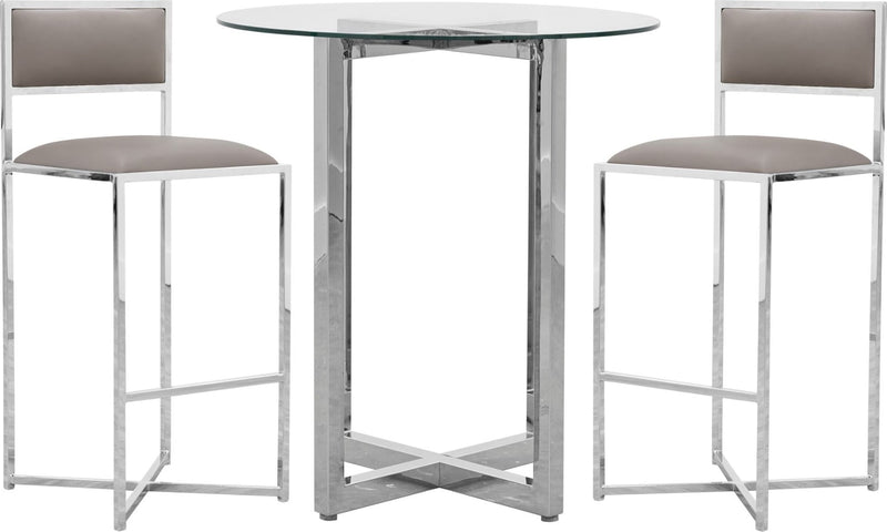 Amalfi X-Base Bar Stool in Taupe Leather