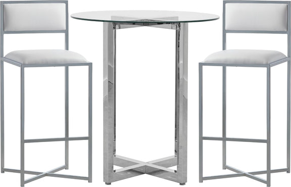 Amalfi X-Base Bar Stool in White Leather