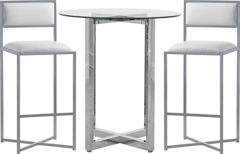 Amalfi X-Base Bar Stool in White Leather