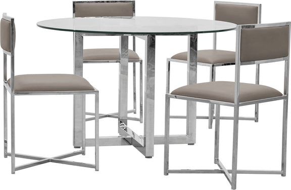Amalfi X-Base Chair in Taupe Leather