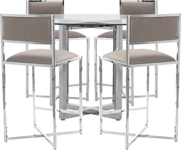 Amalfi X-Base Counter Stool in Taupe Leather