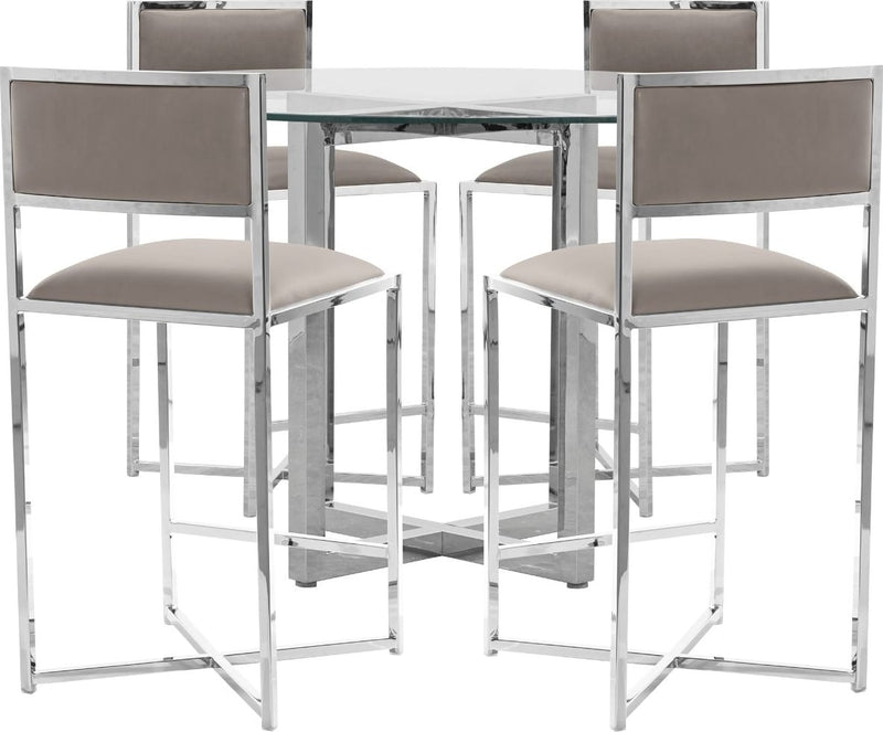 Amalfi X-Base Counter Stool in Taupe Leather