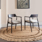 Amaroo Solid Mango Linen Upholstered Dining Arm Chair in Honey Date