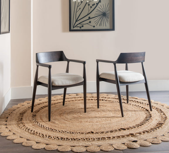 Amaroo Solid Mango Linen Upholstered Dining Arm Chair in Honey Date