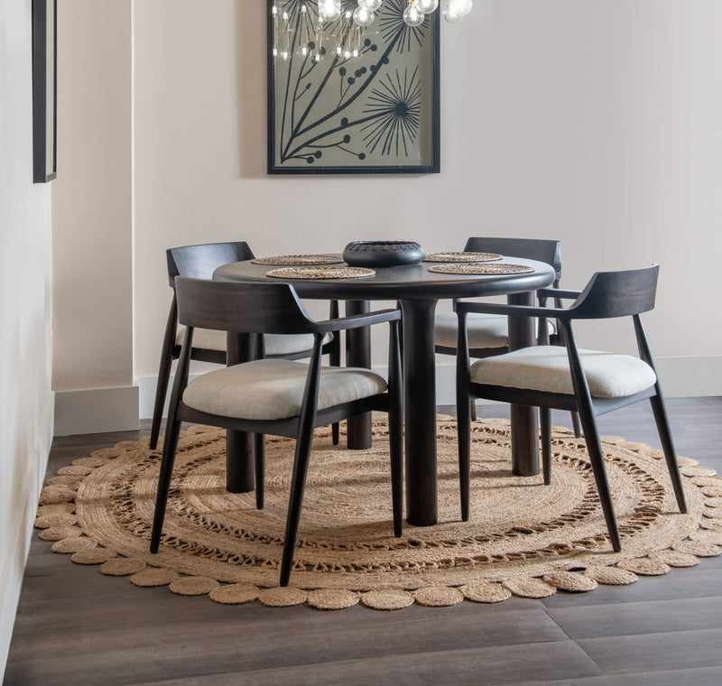 Amaroo Solid Mango Linen Upholstered Dining Arm Chair in Honey Date