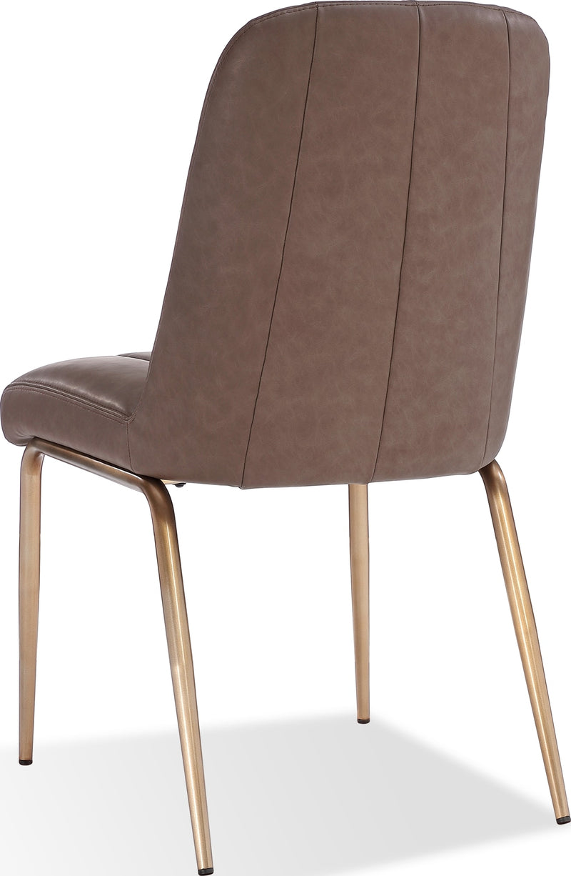 Apollo Upholstered Dining Chair in Cinnamon Synthetic Leather and Brushed Bronze Metal