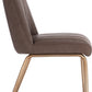 Apollo Upholstered Dining Chair in Cinnamon Synthetic Leather and Brushed Bronze Metal