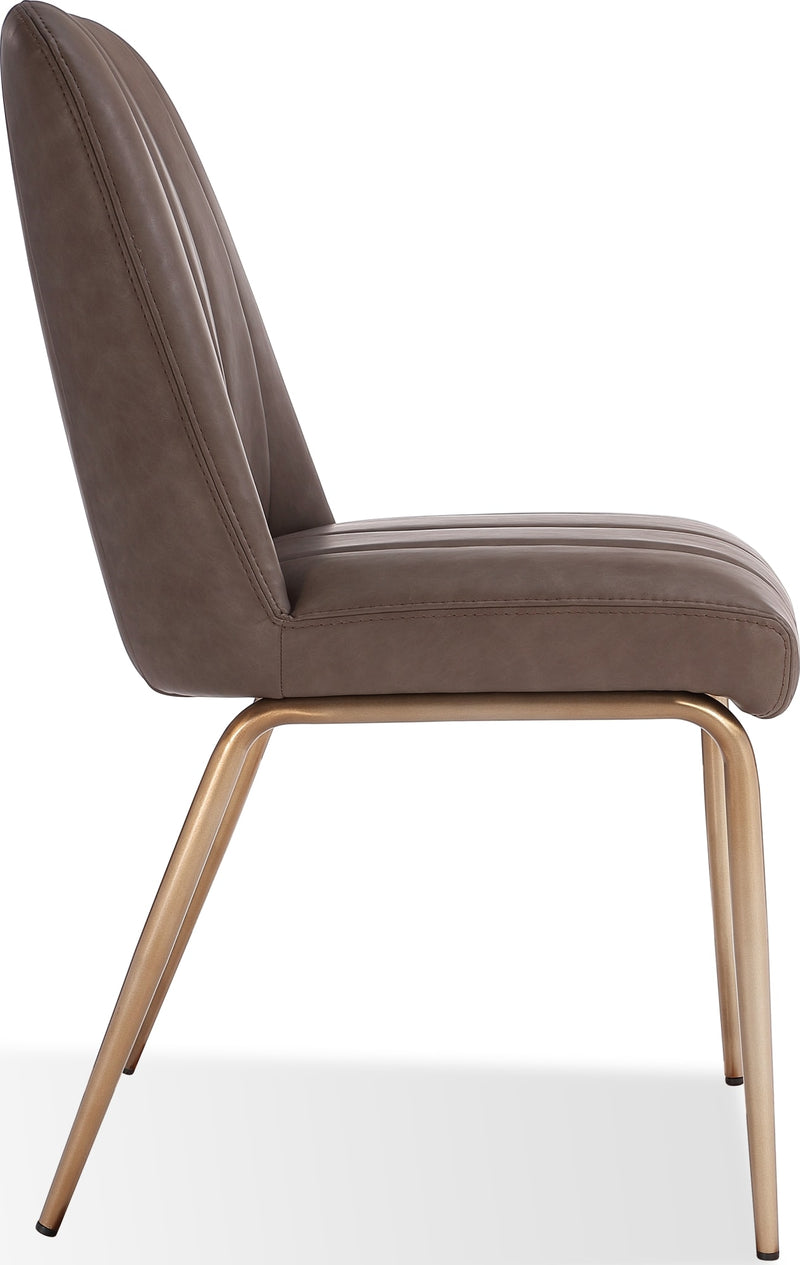 Apollo Upholstered Dining Chair in Cinnamon Synthetic Leather and Brushed Bronze Metal