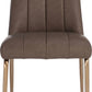 Apollo Upholstered Dining Chair in Cinnamon Synthetic Leather and Brushed Bronze Metal