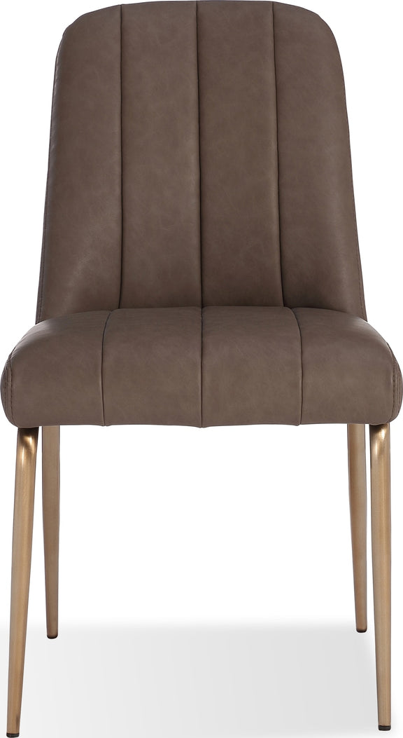 Apollo Upholstered Dining Chair in Cinnamon Synthetic Leather and Brushed Bronze Metal