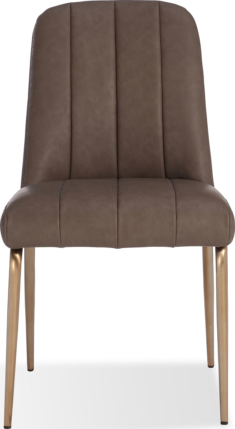 Apollo Upholstered Dining Chair in Cinnamon Synthetic Leather and Brushed Bronze Metal