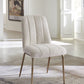 Apollo Upholstered Dining Chair in Ricotta Boucle and Brushed Bronze Metal