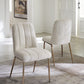 Apollo Upholstered Dining Chair in Ricotta Boucle and Brushed Bronze Metal
