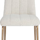 Apollo Upholstered Dining Chair in Ricotta Boucle and Brushed Bronze Metal