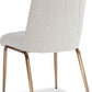 Apollo Upholstered Dining Chair in Ricotta Boucle and Brushed Bronze Metal