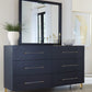 Argento Beveled Glass Wall or Dresser Mirror in Navy Blue