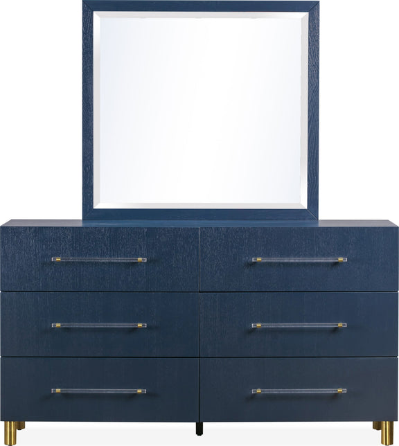 Argento Beveled Glass Wall or Dresser Mirror in Navy Blue
