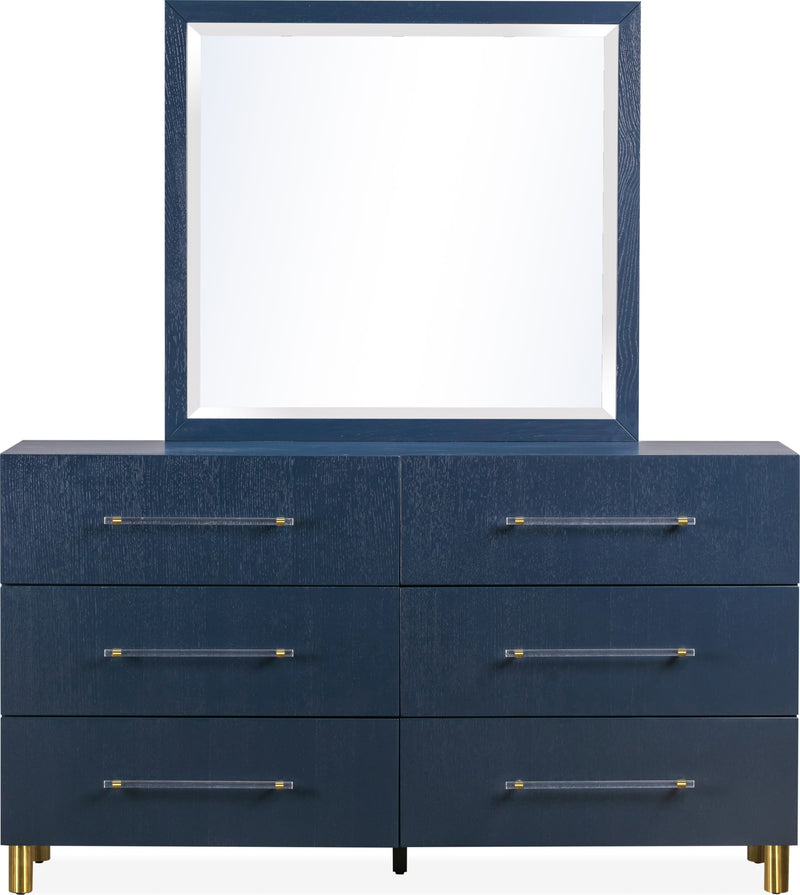 Argento Beveled Glass Wall or Dresser Mirror in Navy Blue