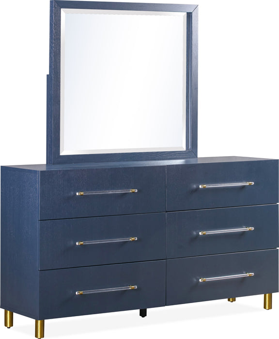 Argento Beveled Glass Wall or Dresser Mirror in Navy Blue