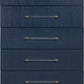 Argento Five Drawer Chest in Navy Blue and Burnished Brass (2024)