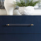 Argento Six Drawer Dresser in Navy Blue and Burnished Brass (2024)