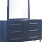 Argento Six Drawer Dresser in Navy Blue and Burnished Brass (2024)