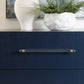 Argento Two Drawer USB Charging Nightstand in Navy Blue and Burnished Brass