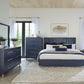 Argento Two Drawer USB Charging Nightstand in Navy Blue and Burnished Brass