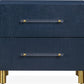 Argento Two Drawer USB Charging Nightstand in Navy Blue and Burnished Brass