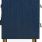 Argento Two Drawer USB Charging Nightstand in Navy Blue and Burnished Brass