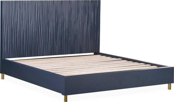 Argento King Bed in Navy Blue and Burnished Brass