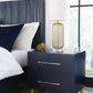 Argento Queen Bed in Navy Blue and Burnished Brass