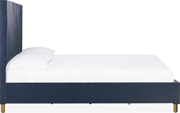Argento King Bed in Navy Blue and Burnished Brass