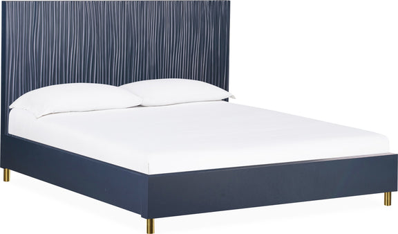 Argento King Bed in Navy Blue and Burnished Brass