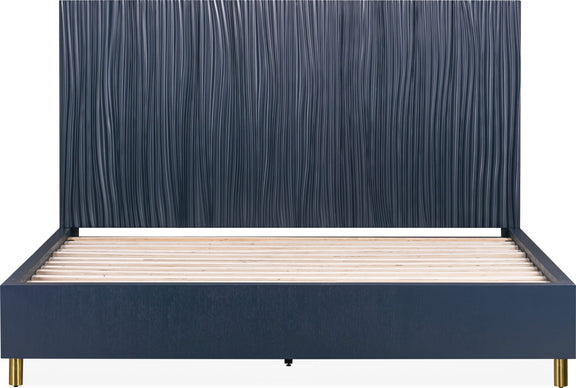 Argento Queen Bed in Navy Blue and Burnished Brass
