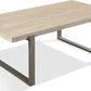 Ariela Natural Travertine Coffee Table with Bronze Metal Base