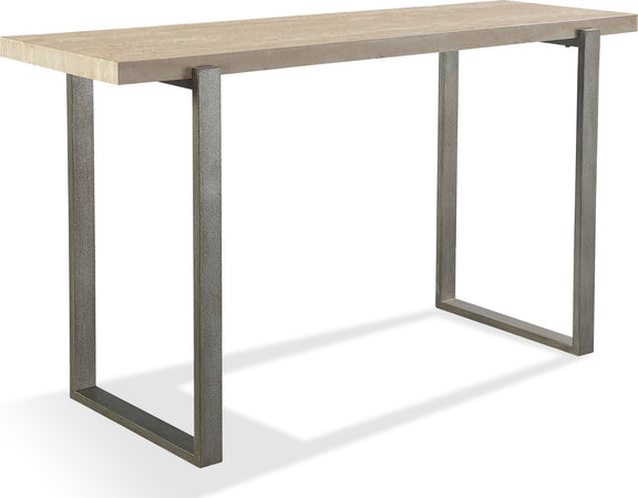 Ariela Natural Travertine Console Table with Bronze Metal Base