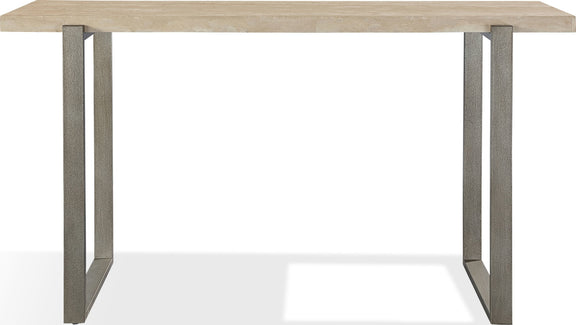 Ariela Natural Travertine Console Table with Bronze Metal Base