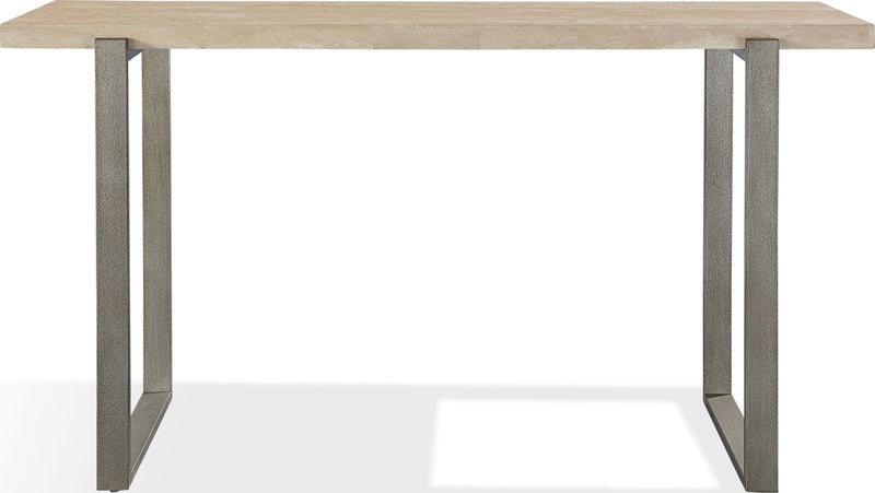 Ariela Natural Travertine Console Table with Bronze Metal Base