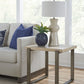 Ariela Natural Travertine End Table with Bronze Metal Base